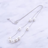 925 Silver 14mm Round Pearl Women Necklace Pendant Jewelry Gift