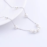 925 Silver 14mm Round Pearl Women Necklace Pendant Jewelry Gift