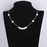 925 Silver 14mm Round Pearl Women Necklace Pendant Jewelry Gift