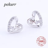 925 Sterling Silver Love Letter Heart Stud Earring For Women