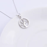 925 Silver Tree of Life Necklace Zircon Pendant Long Chain Classic Jewelry