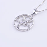925 Silver Tree of Life Necklace Zircon Pendant Long Chain Classic Jewelry