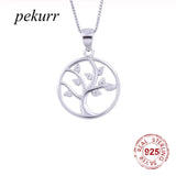 925 Silver Tree of Life Necklace Zircon Pendant Long Chain Classic Jewelry