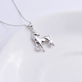925 Silver Big Steed Horse Female Pendant Long Chain Animal Necklace