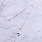 925 Silver Big Steed Horse Female Pendant Long Chain Animal Necklace