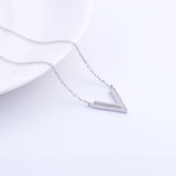 925 Silver Big V Letter Zircon Necklace for Women