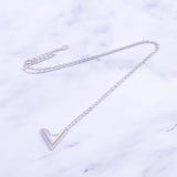 925 Silver Big V Letter Zircon Necklace for Women