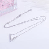 925 Silver Big V Letter Zircon Necklace for Women