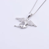 925 Silver Zircon Wing Angel Necklace Crystal Fairy Pendant