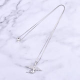 925 Silver Zircon Wing Angel Necklace Crystal Fairy Pendant