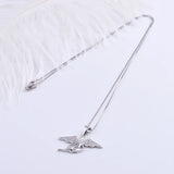925 Silver Zircon Wing Angel Necklace Crystal Fairy Pendant