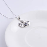 925 Silver Butterfly Necklace Crystal Round Pendants