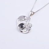 925 Silver Butterfly Necklace Crystal Round Pendants