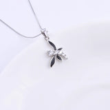 925 Silver Dragonfly Resin Necklace Zircon Pendant Silver Chain Jewelry