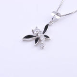 925 Silver Dragonfly Resin Necklace Zircon Pendant Silver Chain Jewelry