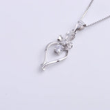 925 Silver Bowknot Zircon Oval Drop Necklaces For Women