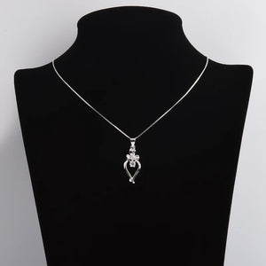 925 Silver Bowknot Zircon Oval Drop Necklaces For Women