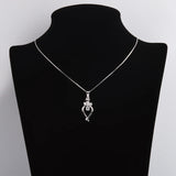 925 Silver Bowknot Zircon Oval Drop Necklaces For Women