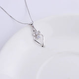 925 Silver Bowknot Zircon Oval Drop Necklaces For Women