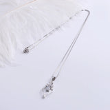 925 Silver Bowknot Zircon Oval Drop Necklaces For Women