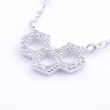 925 Silver CZ 3 Hexagon Necklaces Honeycomb Pendant Jewelry