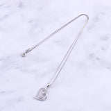 925 Sterling Silver CZ Crystal Clove Flower Heart Necklace For Women