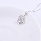 925 Sterling Silver CZ Crystal Clove Flower Heart Necklace For Women