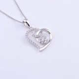 925 Sterling Silver CZ Crystal Clove Flower Heart Necklace For Women