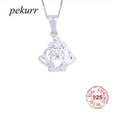 925 Silver CZ Flower Crown Necklace Women Pendants Silver Chain Collar