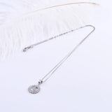 925 Silver Sunflower Necklace CZ Round Crystal Gems Pendants