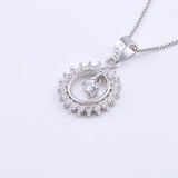 925 Silver Sunflower Necklace CZ Round Crystal Gems Pendants