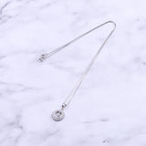 925 Silver Sunflower Necklace CZ Round Crystal Gems Pendants