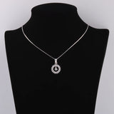 925 Silver Sunflower Necklace CZ Round Crystal Gems Pendants