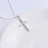925 Silver Zircon Big Cross Necklace for Women