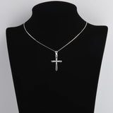 925 Silver Zircon Big Cross Necklace for Women