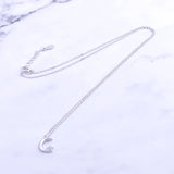 925 Silver Crescent Moon Necklace Zircon Star Choker Jewelry