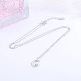 925 Silver Crescent Moon Necklace Zircon Star Choker Jewelry