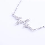 925 Silver Crstal Stethoscope Heartbeat Necklace Zircon Pendant