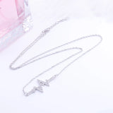 925 Silver Crstal Stethoscope Heartbeat Necklace Zircon Pendant