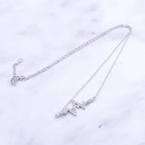 925 Silver Crstal Stethoscope Heartbeat Necklace Zircon Pendant