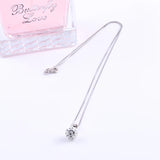 925 Silver Crystal Bead Round Ball Necklace Gems Pendant