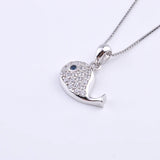 925 Silver Crystal Whale Dolphin Necklace CZ Aquatic Creatures Pendant