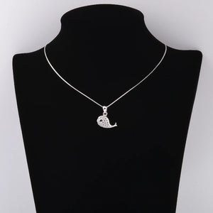 925 Silver Crystal Whale Dolphin Necklace CZ Aquatic Creatures Pendant
