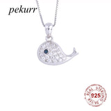925 Silver Crystal Whale Dolphin Necklace CZ Aquatic Creatures Pendant