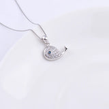 925 Silver Crystal Whale Dolphin Necklace CZ Aquatic Creatures Pendant