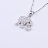 925 Silver Crystal Elephant Necklace Zircon Pendant Choker Jewelry