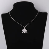 925 Silver Crystal Elephant Necklace Zircon Pendant Choker Jewelry