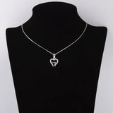925 Silver Crystal Heart Butterfly Necklace Zircon Pendant Choker