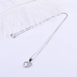 925 Silver Crystal Heart Butterfly Necklace Zircon Pendant Choker