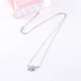 925 Silver Crystal Snowflake Necklace Zircon Choker Christmas Jewelry
